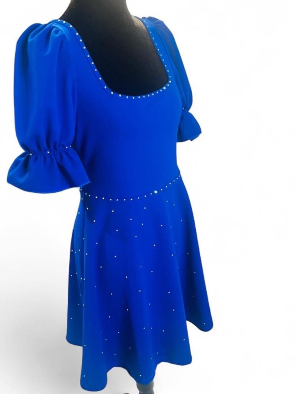 Royal Blue A-Line Dress with Rhinestone Accents in Size 4